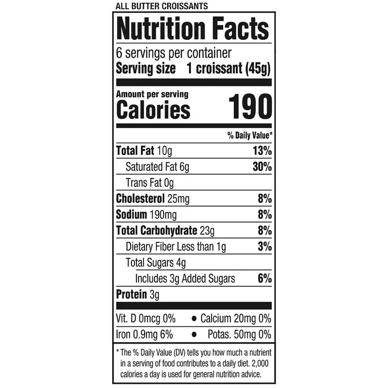All Butter Whole Baked Croissants, 9.5 oz, 6 Count