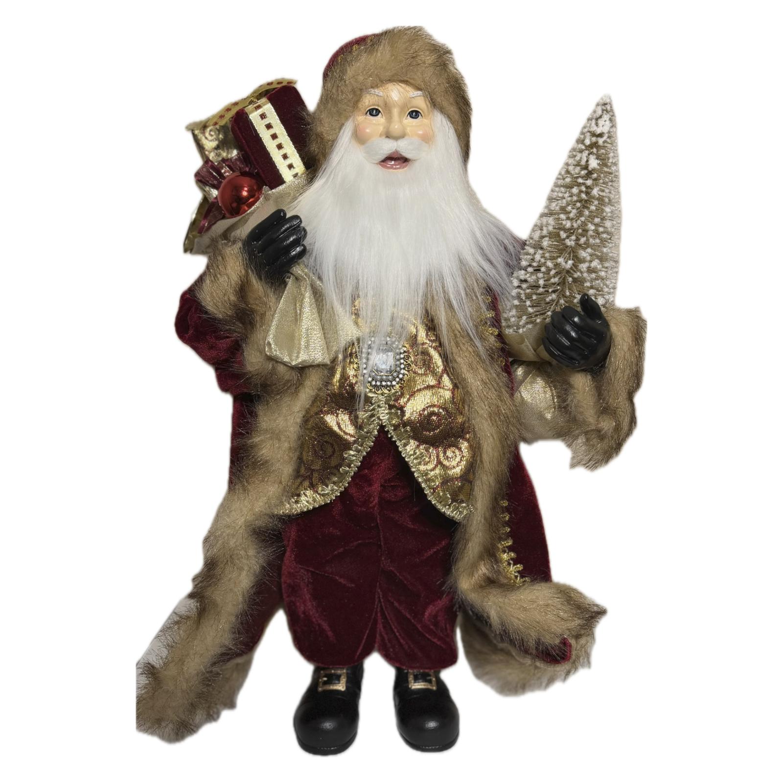 Luxury Santa Claus Figurine with Gifts and Christmas Tree Decoration