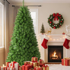 Alupssuc 7.5ft Pre-Lit Premium Artificial Hinged Christmas Tree w/ Warm White Lights, Perfect Choice for Christmas Decoration